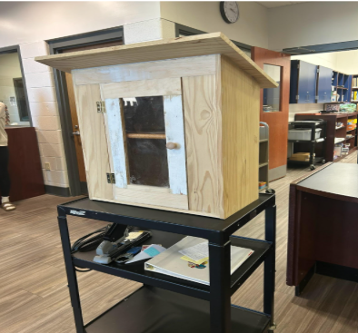 The final build product of the upper half of the mini library, unpainted, delivered to the KD library by Lola Heike’s grandfather.