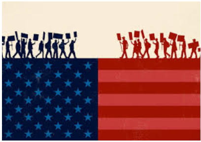 Image showing the divide and tensions between the Democratic and Republican parties in America.