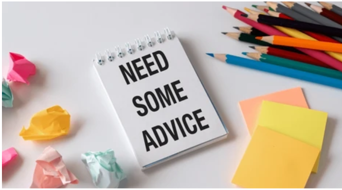 Image of a notebook advertising giving advice
